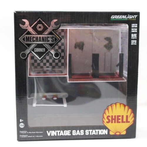 1:64 Greenlight Vintage Gas Station "SHELL" Tankstelle