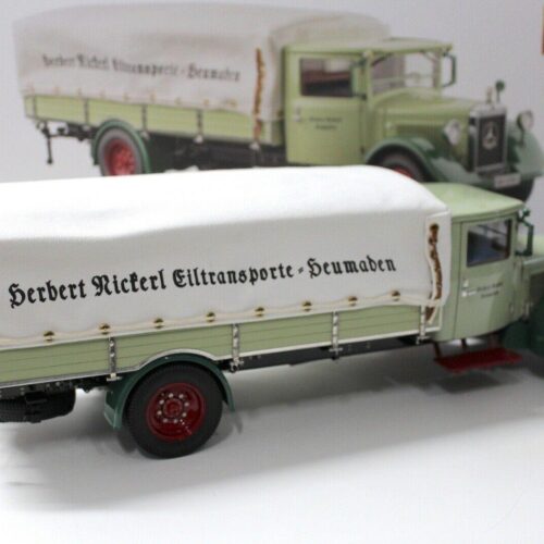 1:18 CMC Mercedes LO 2750 LKW mit Plane green