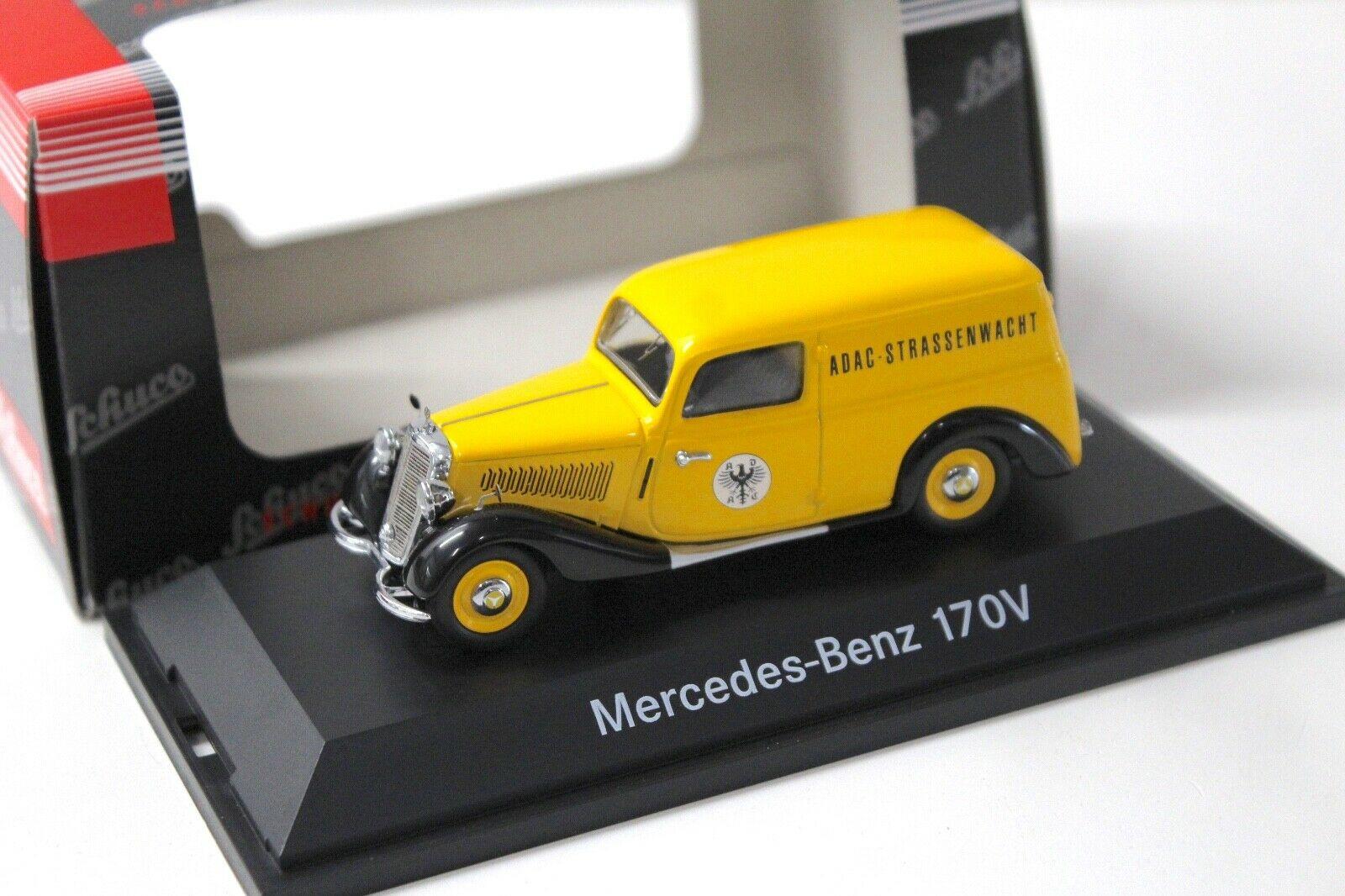 ID 50639 orig 1.jpg 1:43 Schuco Mercedes 170V Kasten ADAC Van yellow