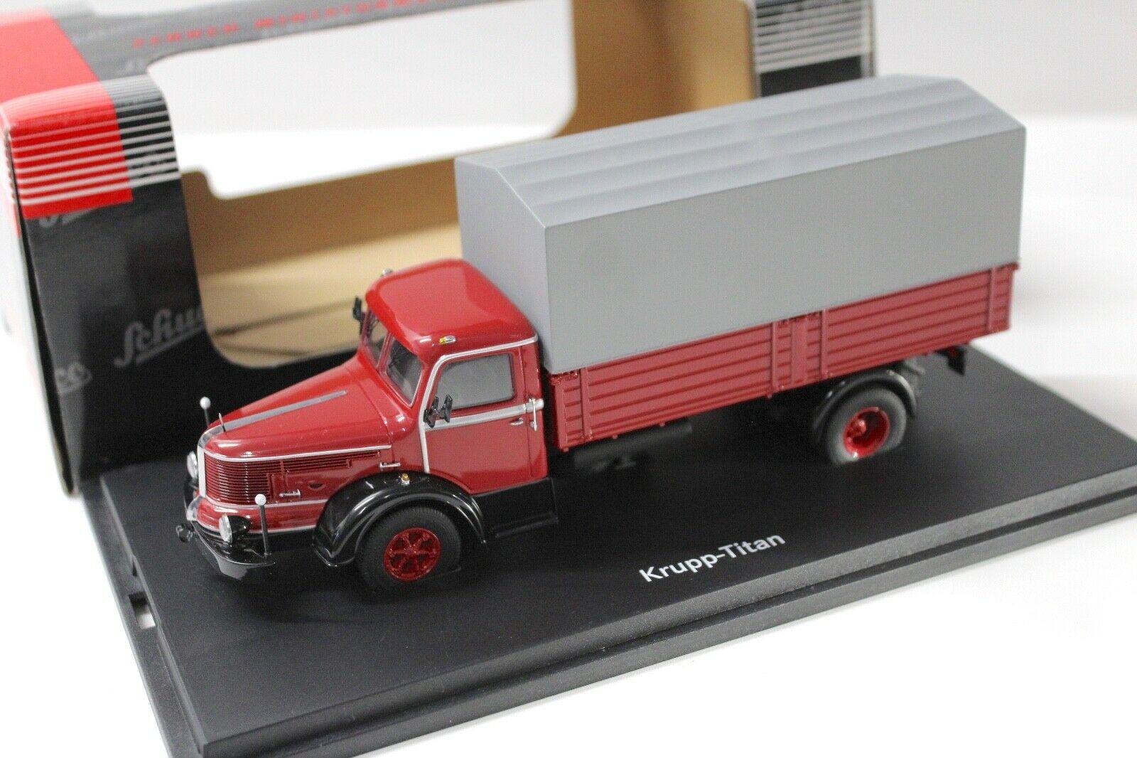 ID 50717 orig.jpg 1:43 Schuco Krupp Titan Pritsche/ Plane red/ grey