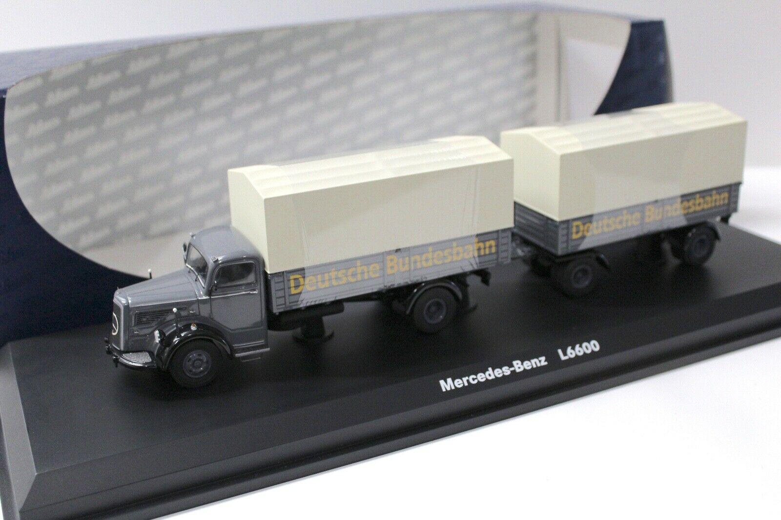ID 51202 orig.jpg 1:43 Schuco Mercedes L6600 mit Anhänger Deutsche Bundesbahn grey