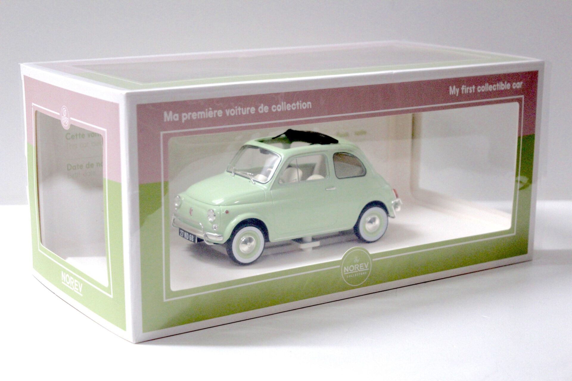 1:18 Norev Fiat 500 L green 1968 with Special Birth Pack