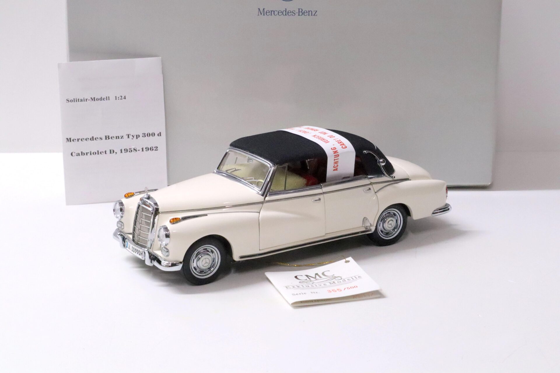 1:24 CMC Mercedes Typ 300D Cabriolet Adenauer white DEALER VERSION