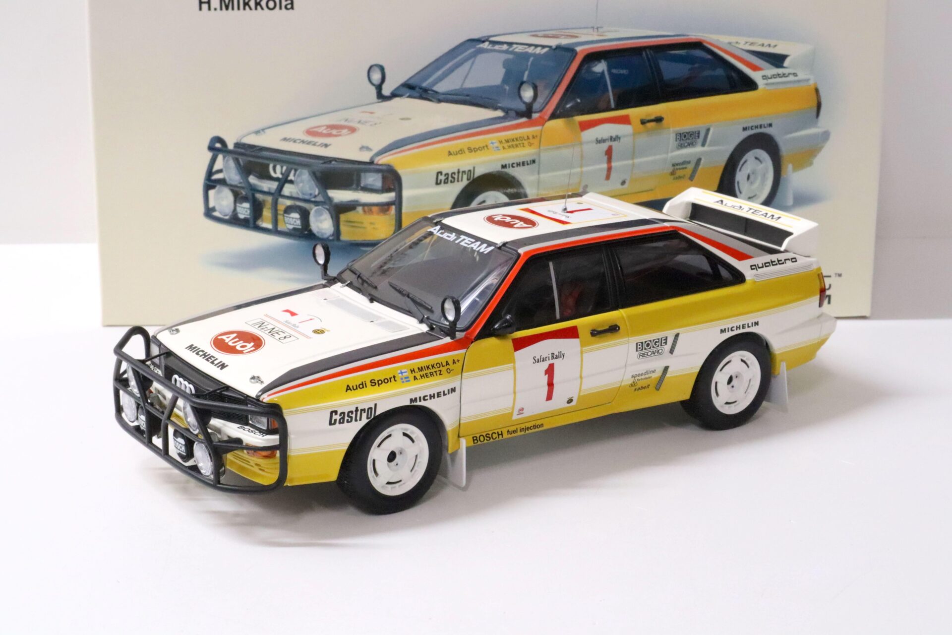ミニカー AUTOart Audi quattro Safari rallye 1984 1:18 AUTOart Audi Quattro Safari Rallye 1984 H.Mikkola #1