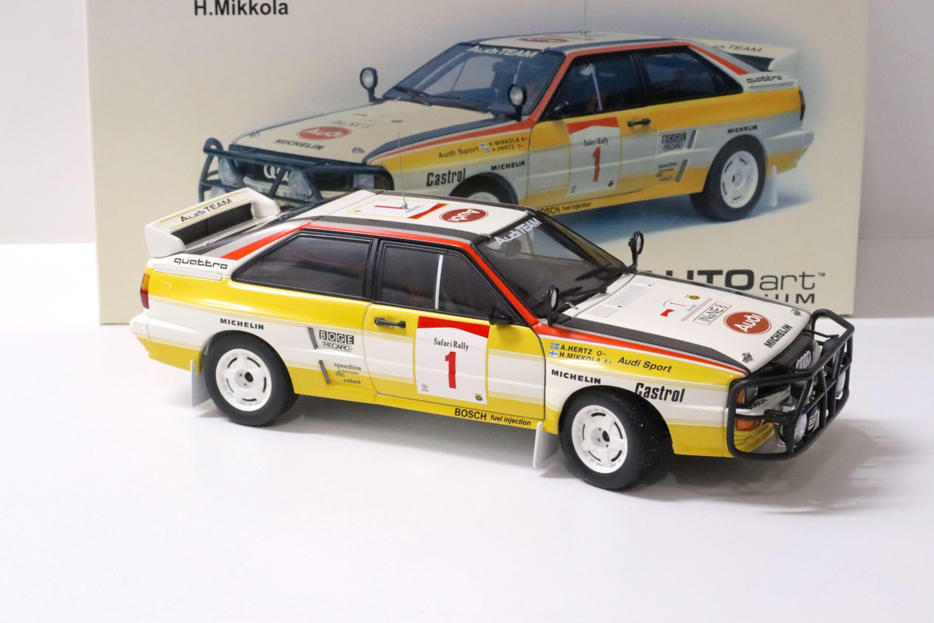 ミニカー AUTOart Audi quattro Safari rallye 1984 1:18 AUTOart Audi Quattro Safari Rallye 1984 H.Mikkola #1