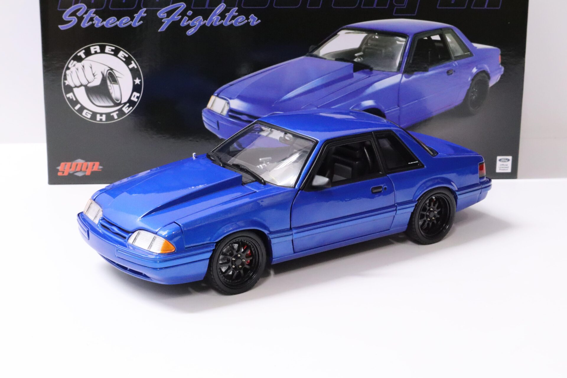 1:18 GMP 1990 Ford Mustang 5.0 LX Coupe Street Fighter blue metallic