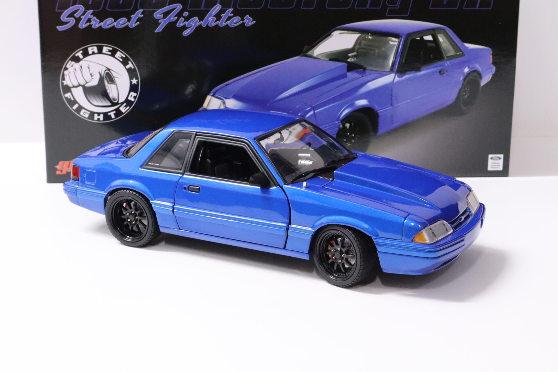 1:18 GMP 1990 Ford Mustang 5.0 LX Coupe Street Fighter blue metallic