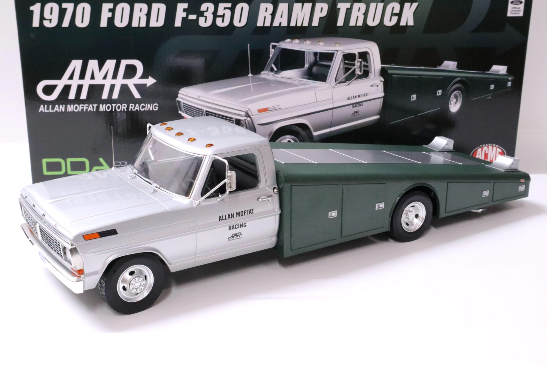 1:18 ACME 1970 Ford F-350 Ramp Truck Allan Moffat Motor Racing silver/ green