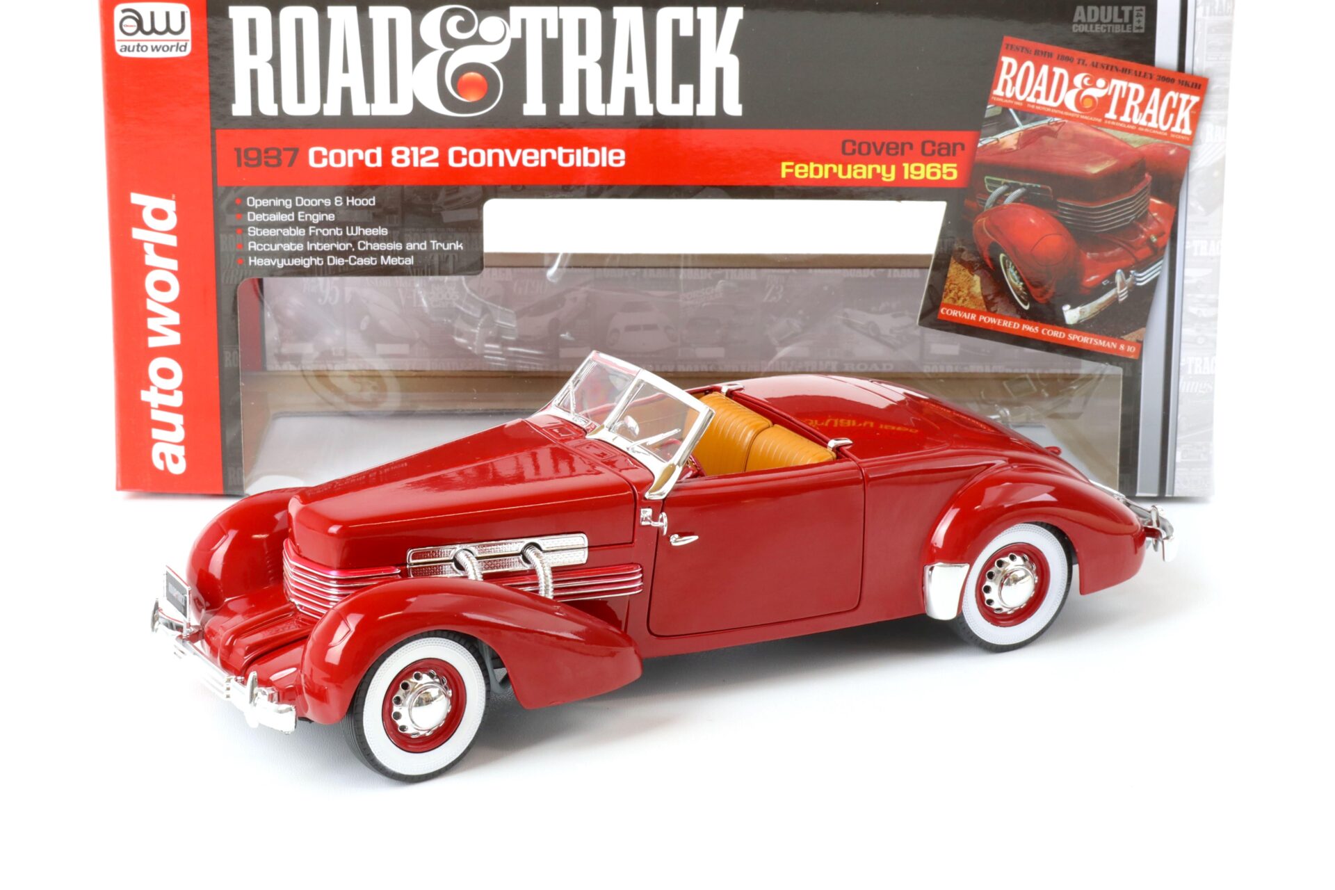 ID 64844 orig.jpg 1:18 Auto World 1937 Cord 812 Convertible Car Cover Road Track red