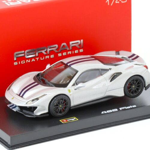 1:43 Bburago Signature Ferrari 488 Pista Coupe silver/ blue stripes