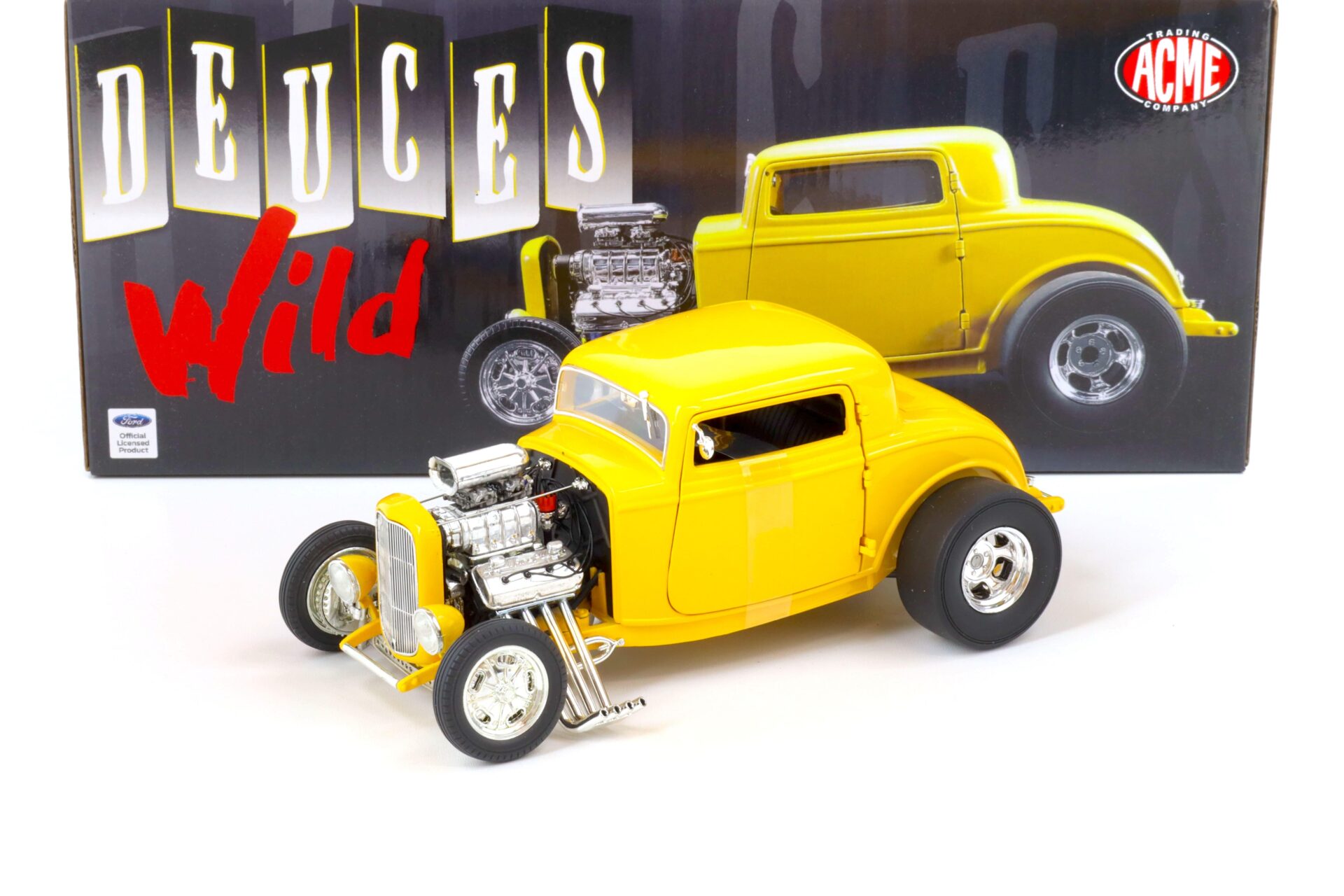 ID 68291 orig 1.jpg 1:18 ACME 1932 Blown Ford Three Window Deuces Wild yellow A1805015