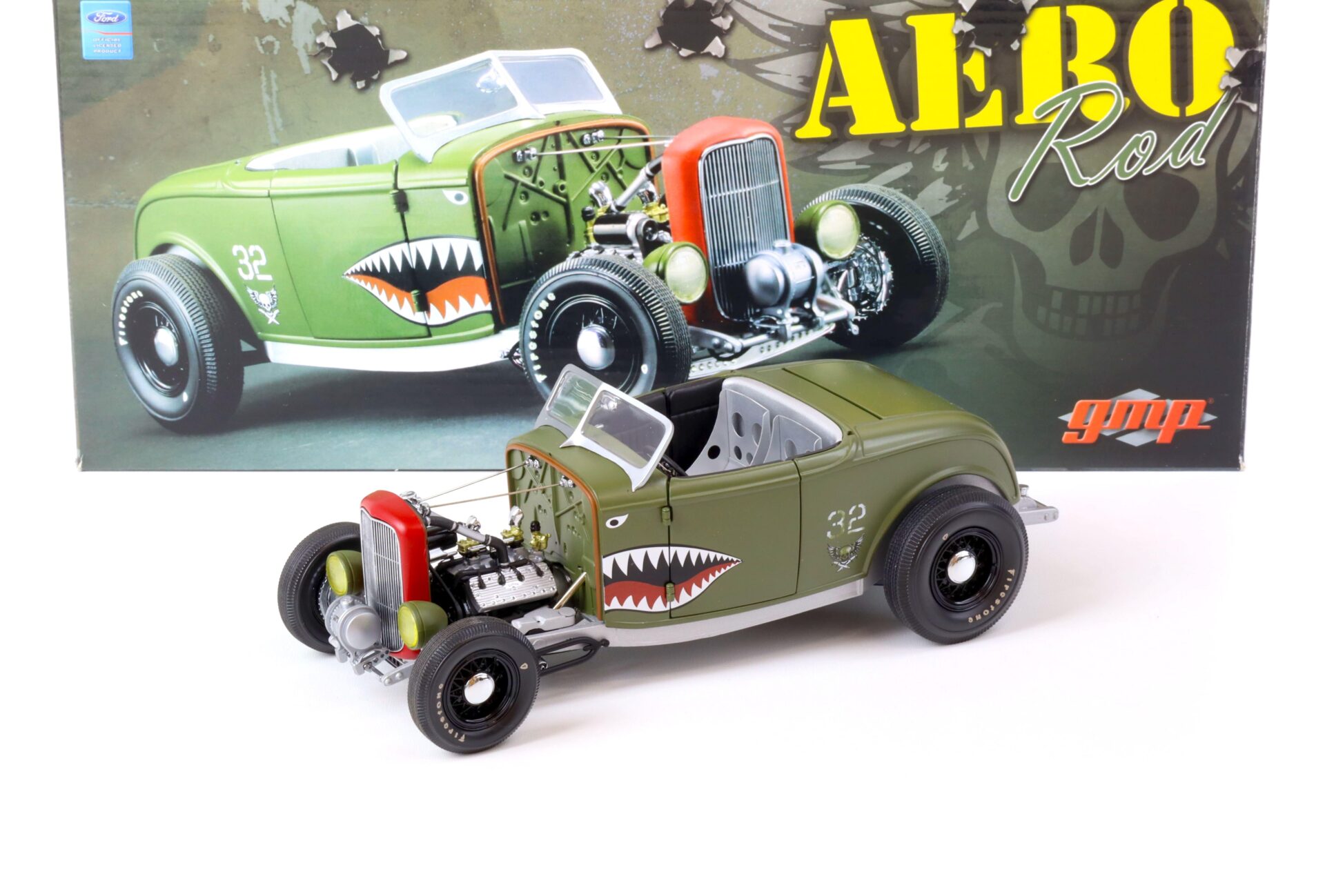 ID 68311 orig 1.jpg 1:18 GMP 1932 Ford Deuce AERO ROD Roadster Hot Rod matt green G1805022