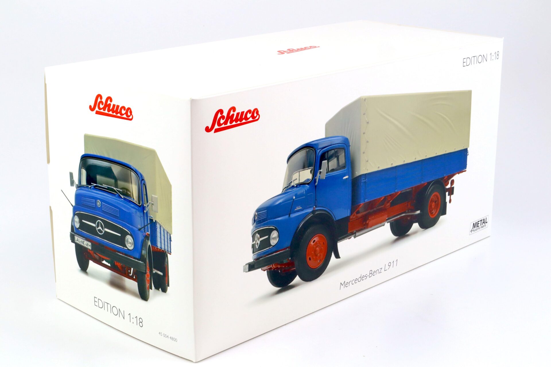 1:18 Schuco Mercedes L911 Pritsche + Plane LKW blue Die-Cast