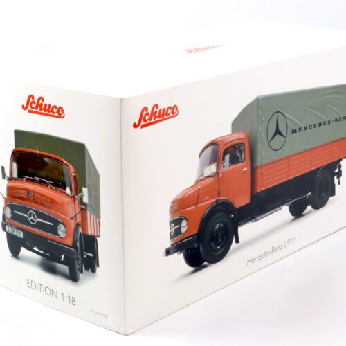1:18 Schuco Mercedes L911 Pritsche + Plane LKW MHI Edition orange Die-Cast