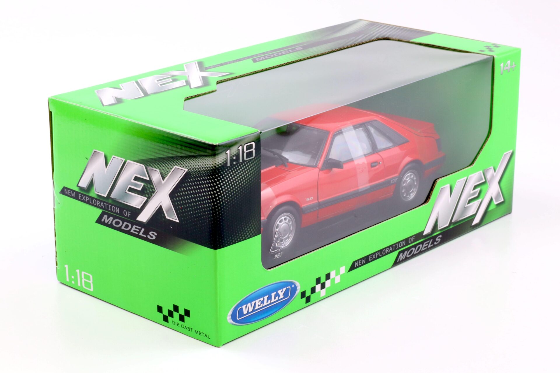 1:18 Welly NEX 1986 Ford Mustang GT 5.0 Coupe red