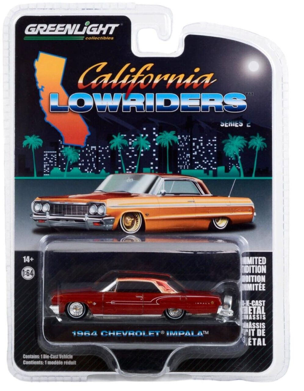 1:64 Greenlight California Lowriders Series 2 Chevrolet Impala 1964 red