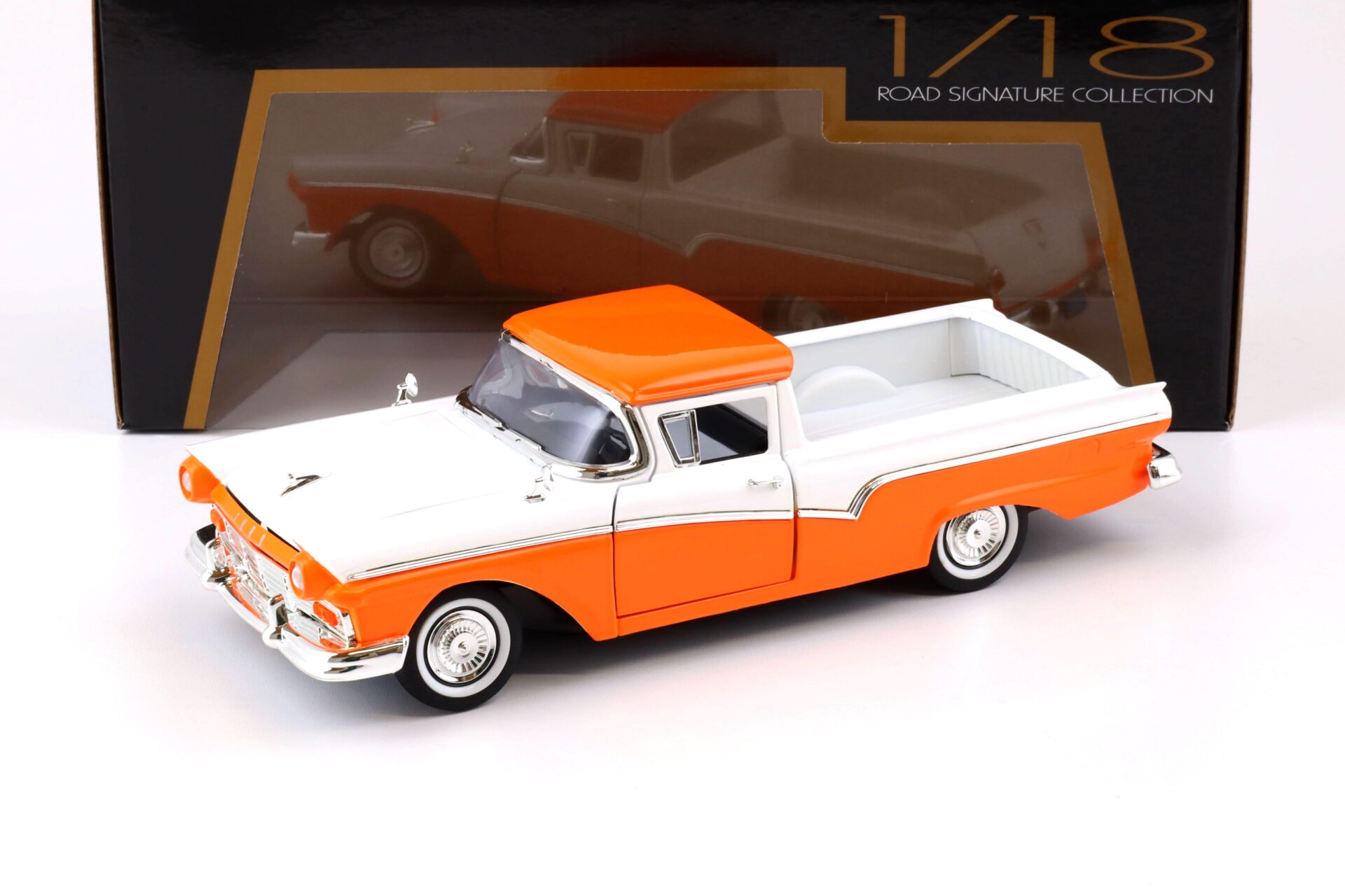 ID 73787 orig.jpg 1:18 Road Signature 1957 Ford Ranchero Pick-Up orange white