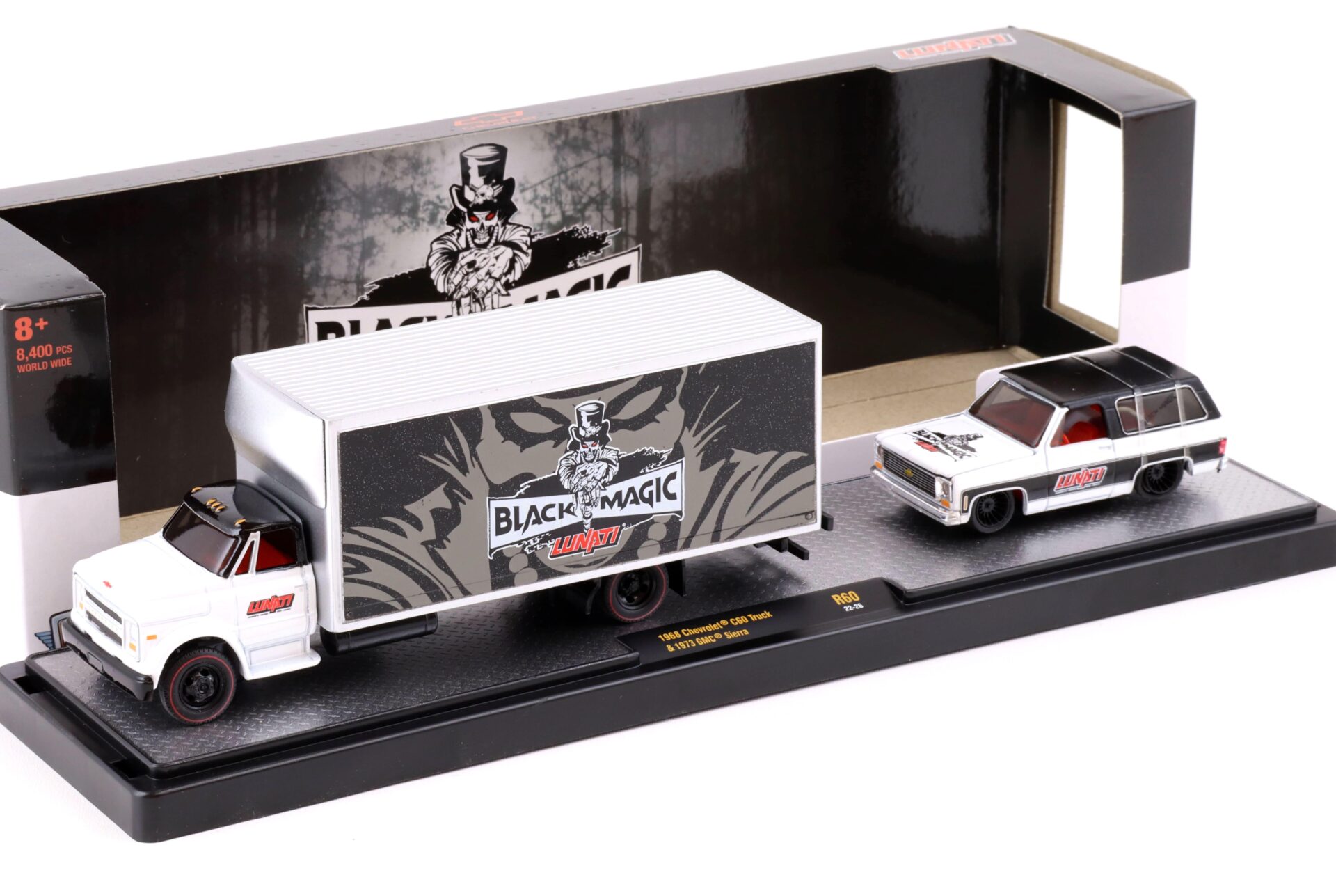 1:64 M2 Machines 1968 Chevrolet C60 Truck & 1973 GMC Sierra BLACK MAGIC LUNATI