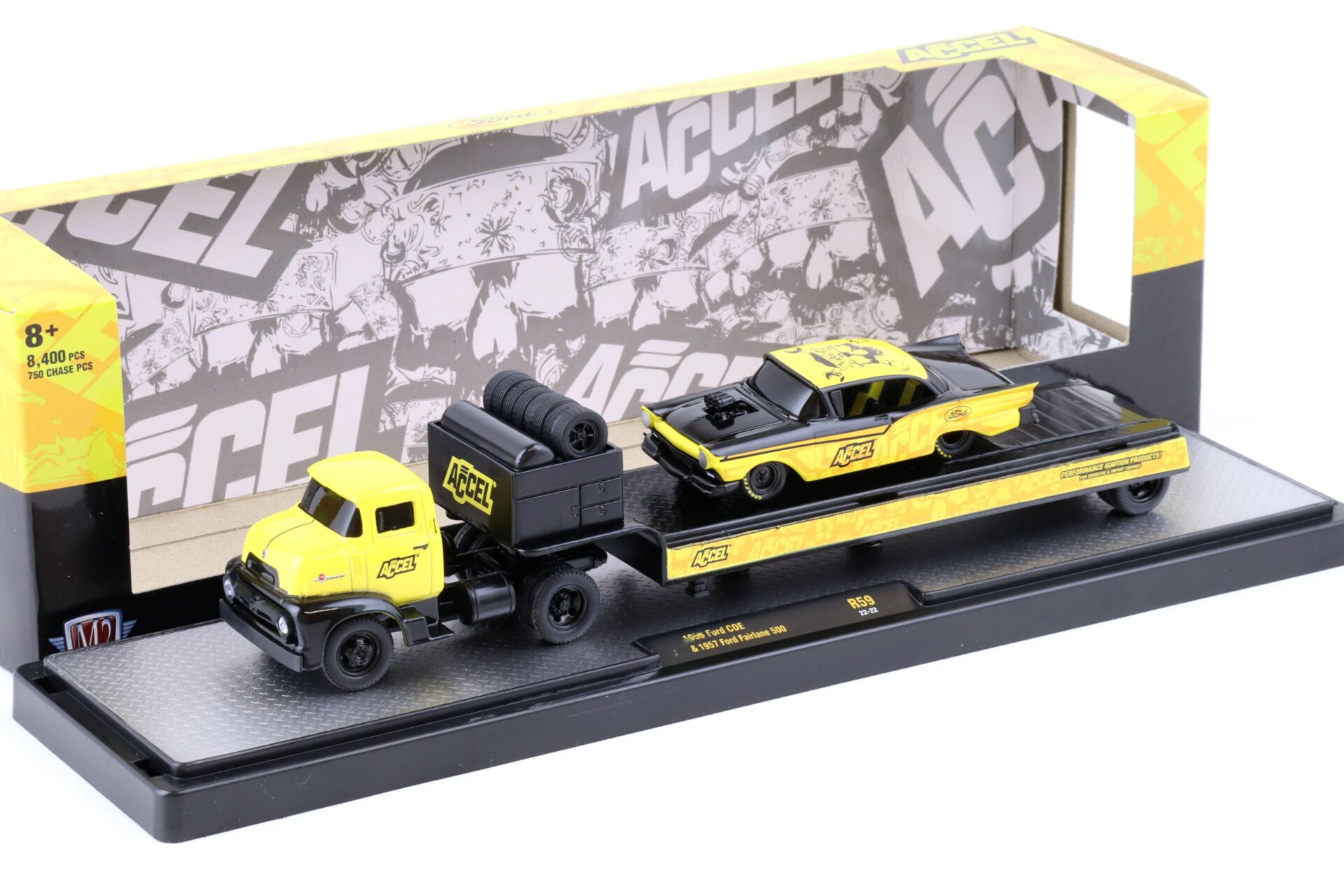 1:64 M2 Machines 1956 Ford COE & 1957 Ford Fairlane 500 ACCEL