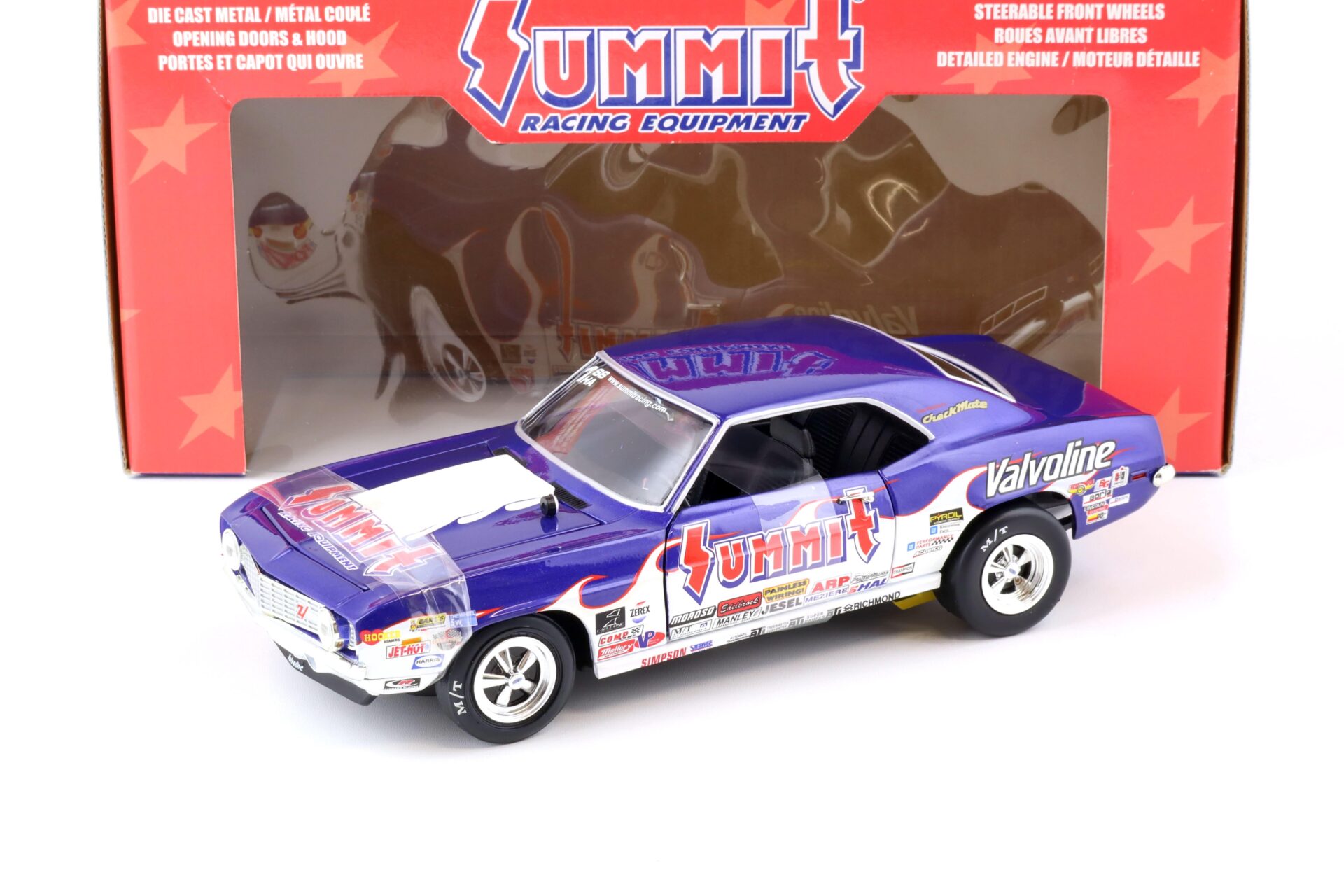 ID 74728 orig.jpg 1:18 ERTL Racing Champions 1969 Chevrolet Camaro Summit Racing Equipment blue / white
