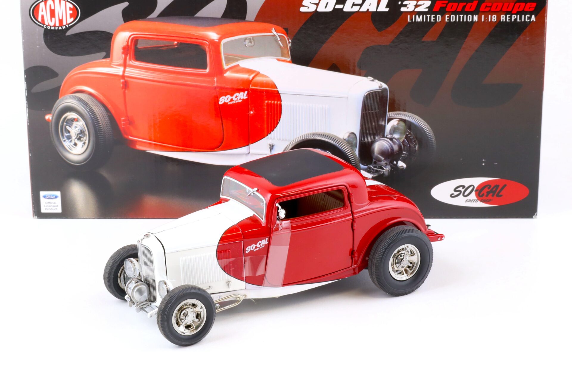 ID 74773 orig 1.jpg 1:18 ACME 1932 Ford Coupe Hot Rod SO-CAL Speed Shop red/ white