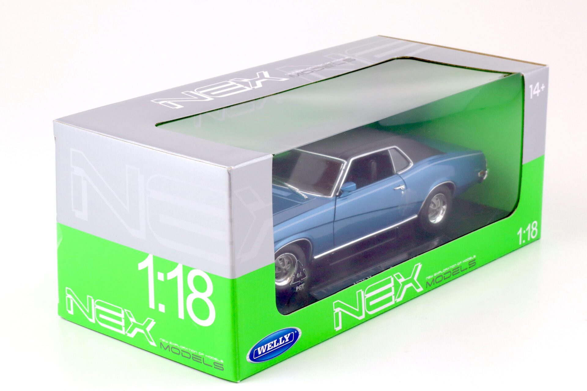 1:18 Welly NEX 1970 Mercury Cougar XR7 Coupe blue metallic/ black