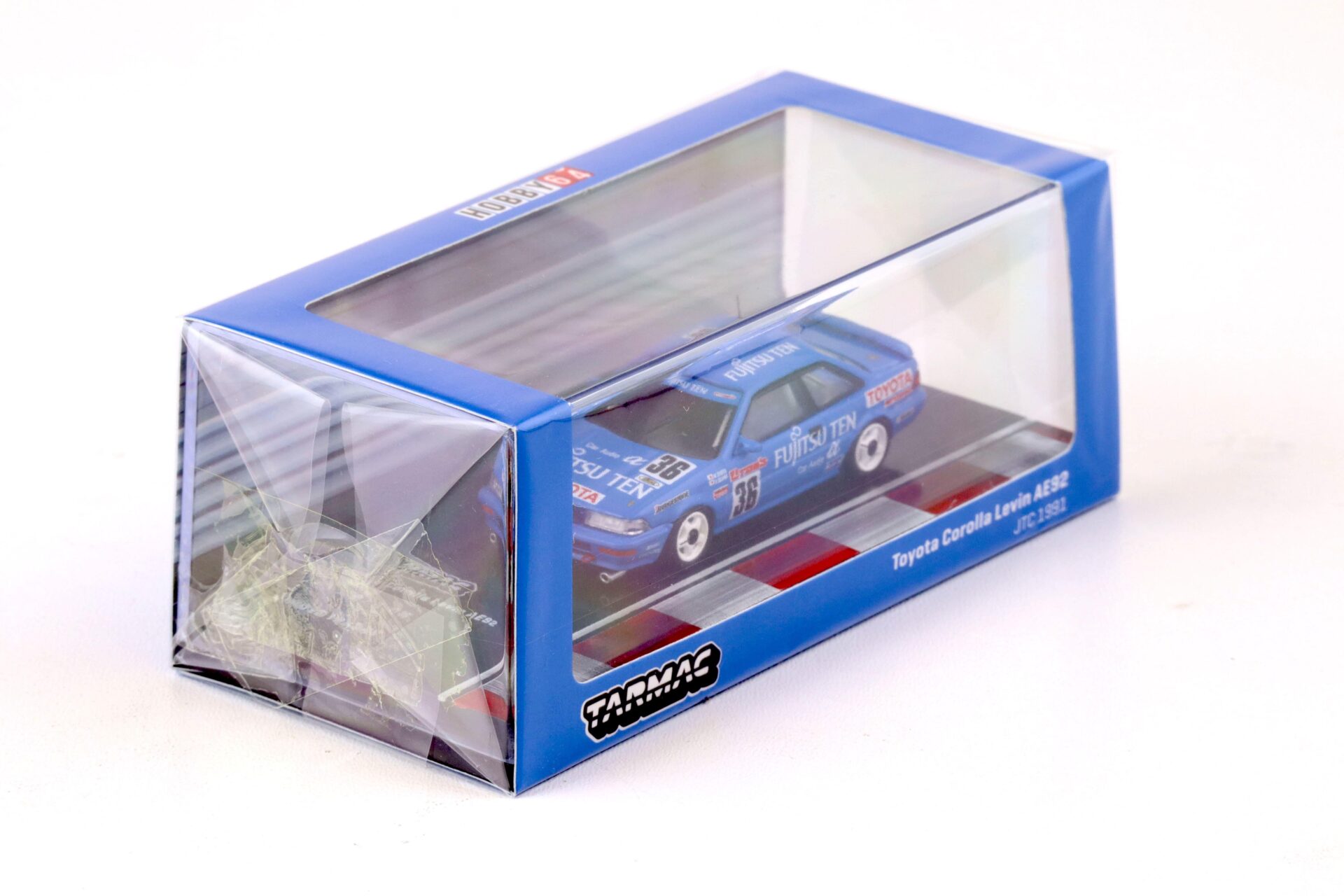 1:64 Tarmac Works Toyota Corolla Levin AE92 #36 JTC 1991 blue