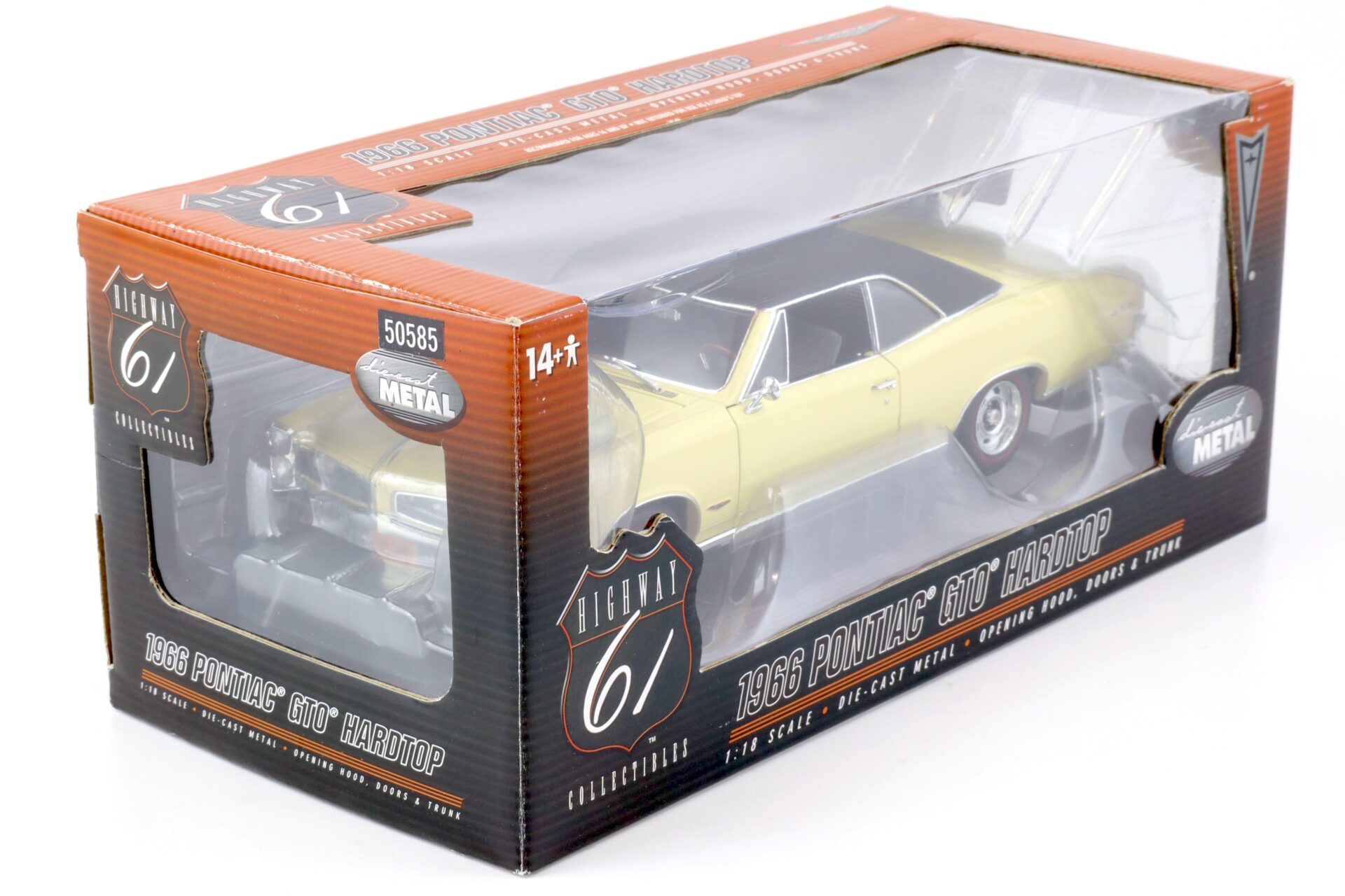 1:18 Highway61 Pontiac GTO Hardtop Coupe yellow/ vinyl roof 1966