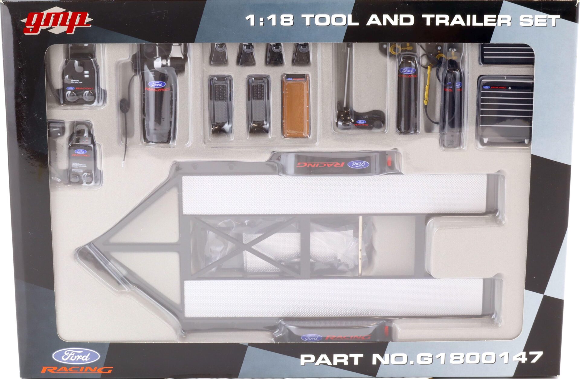 ID 76442 orig 1.jpg 1:18 GMP SHOP TOOL and Trailer SET Ford Racing black G1800147