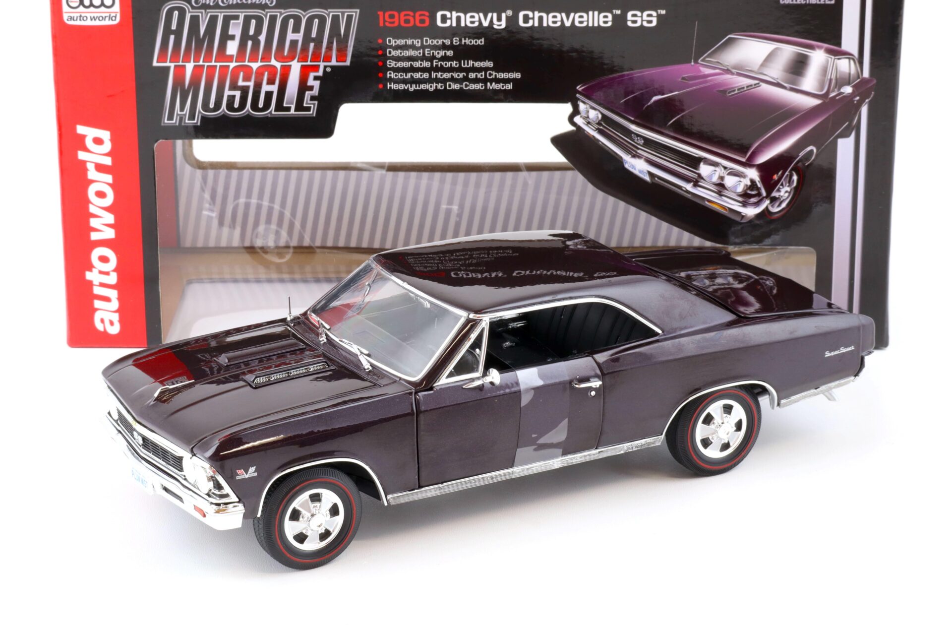 ID 77614 orig.jpg 1:18 Auto World 1966 Chevrolet Chevelle SS 396 burgundy metallic