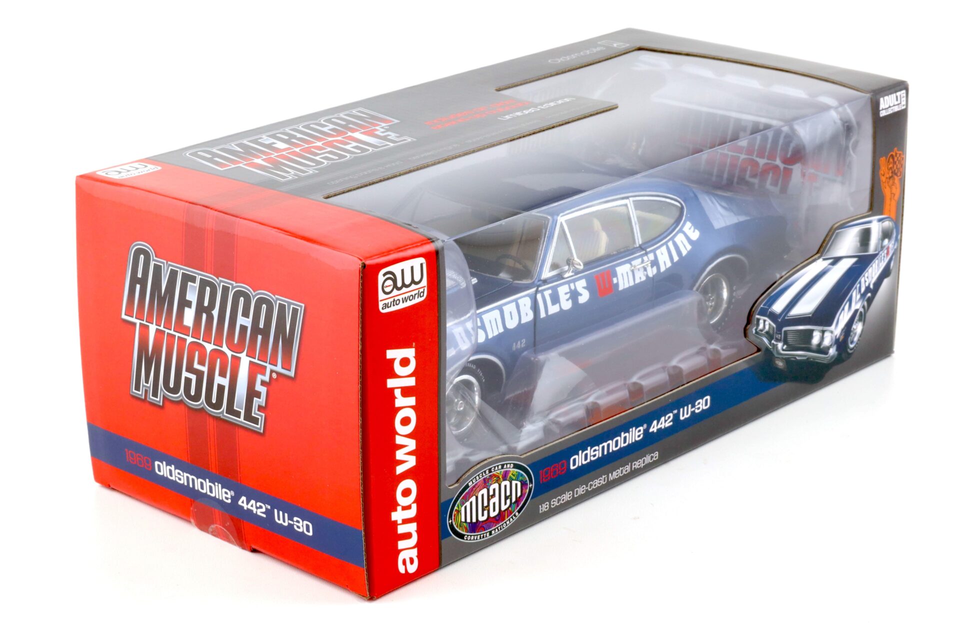 1:18 Auto World 1969 Oldsmobile 442 W-30 Coupe Dr. OldsmobileÂ´s W-Machine blue