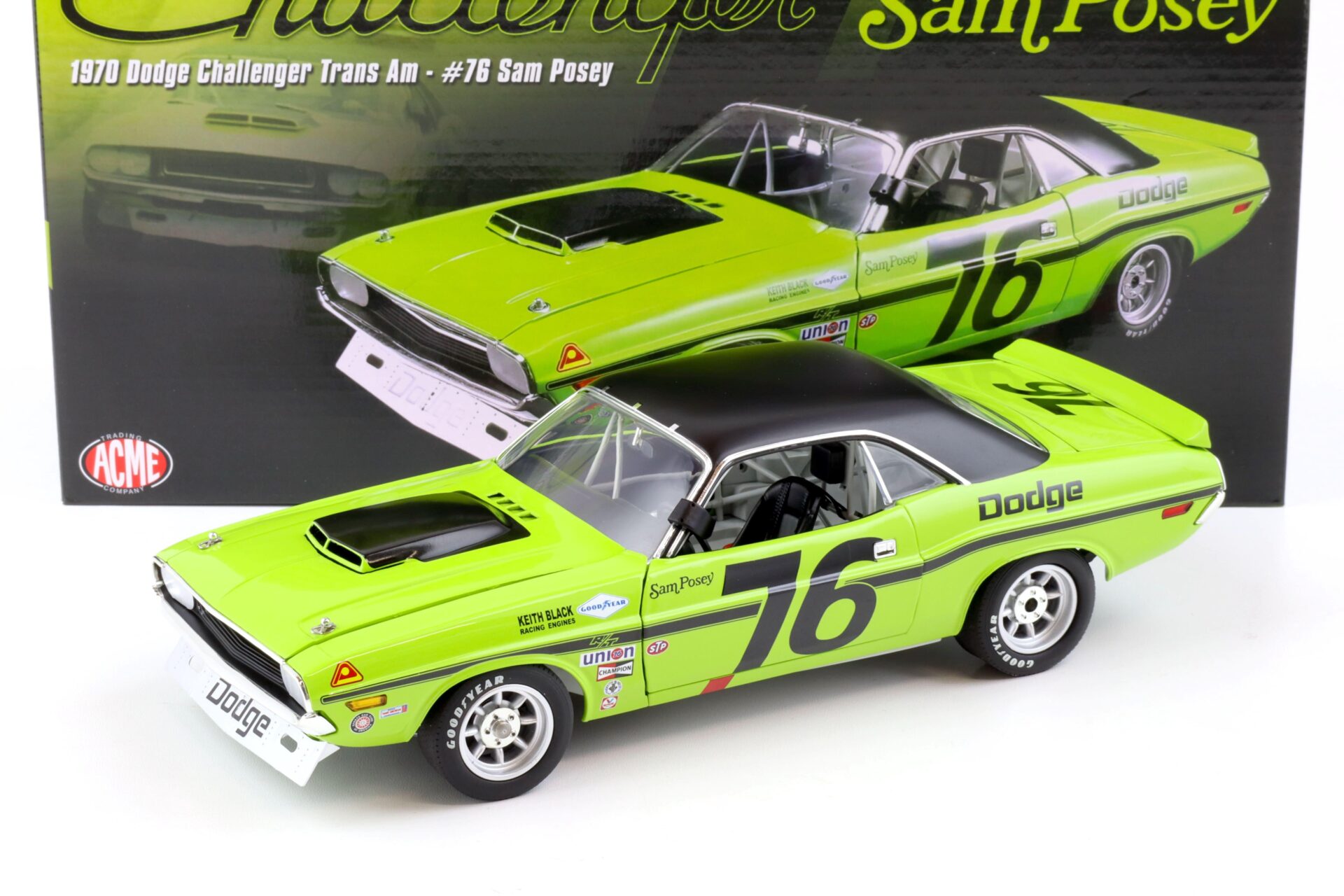 ID 81665 orig.jpg 1:18 ACME 1970 Dodge Challenger Trans Am Sam Posey #76 green/ black