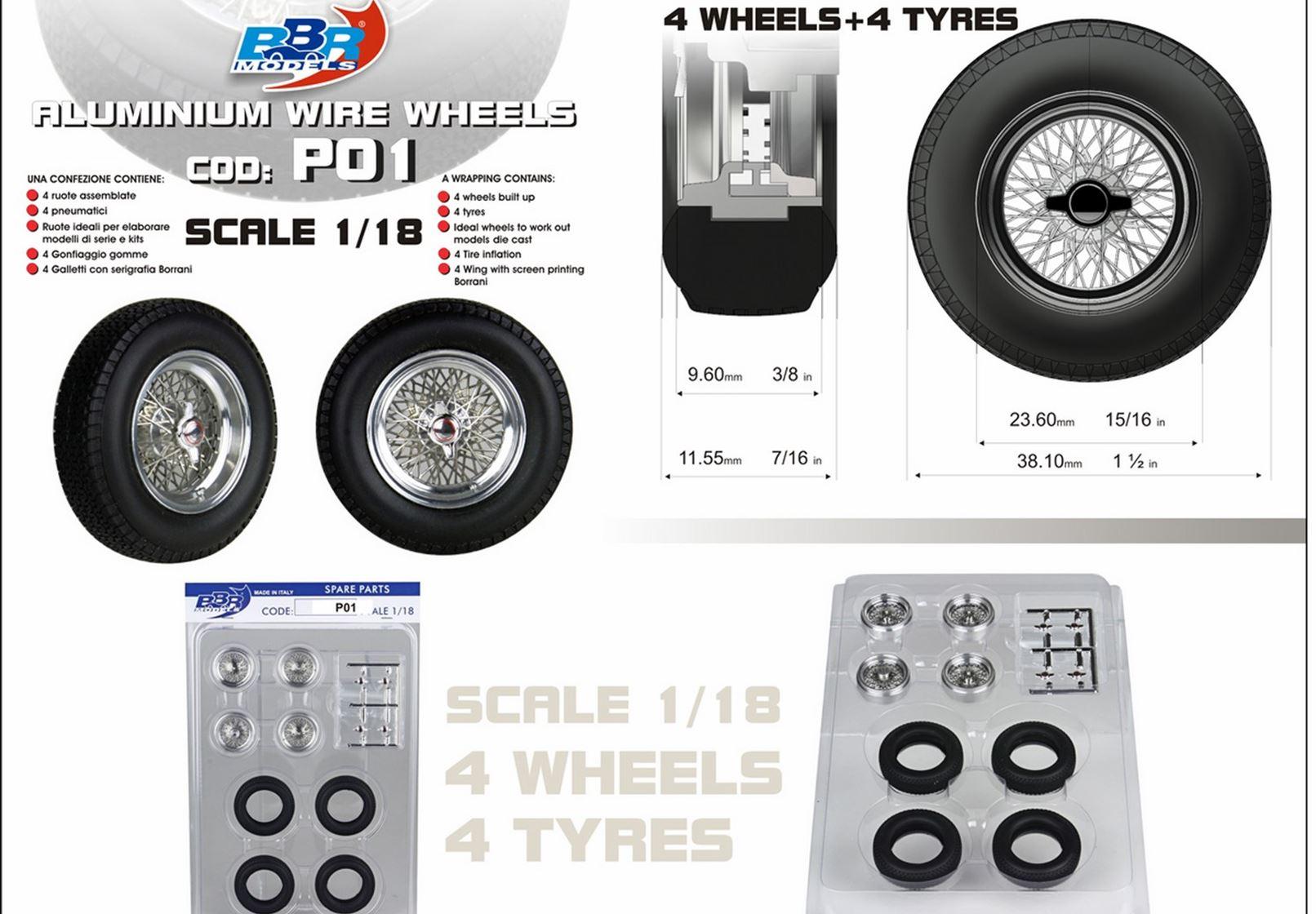 ID 82488 orig 1.jpg 1:18 BBR Zubehör Aluminium Wheel Tire Set 4 pcs. 2x Front and 2x Rear wheels P01