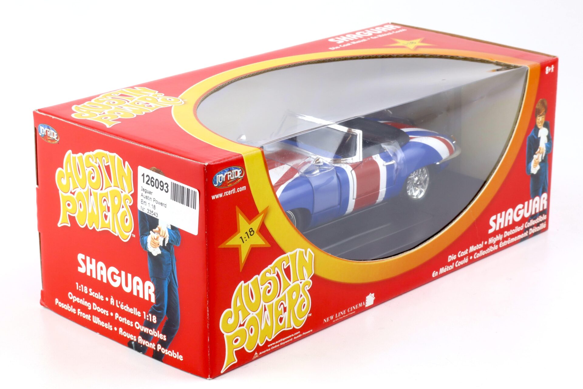 1:18 ERTL Joyride Jaguar E-Type Roadster Austin Powers SHAGUAR blue/red/white