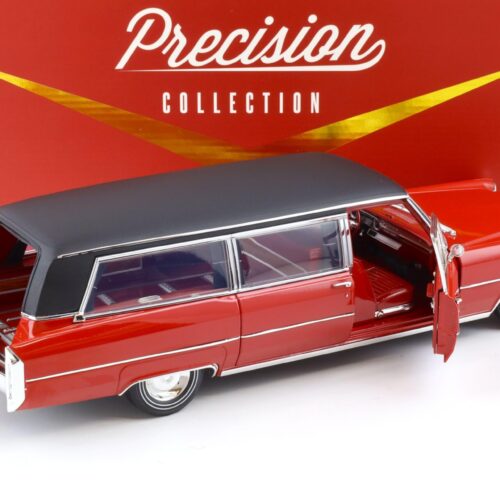 1:18 Greenlight Precision Collection 1966 Cadillac S&S Limousine red/ black - Image 4