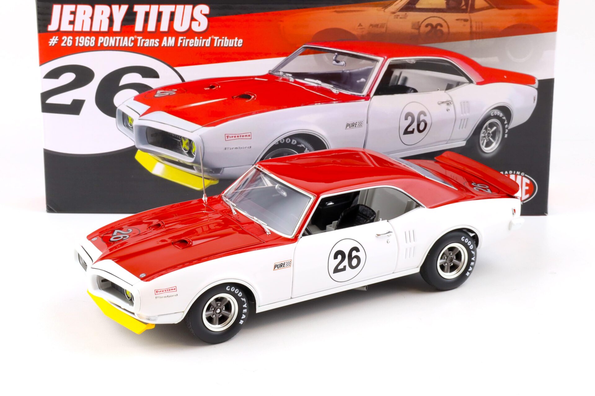 ID 83329 orig.jpg 1:18 ACME 1968 Pontiac Trans AM Firebird Tribute Jerry Titus #26 white/ red