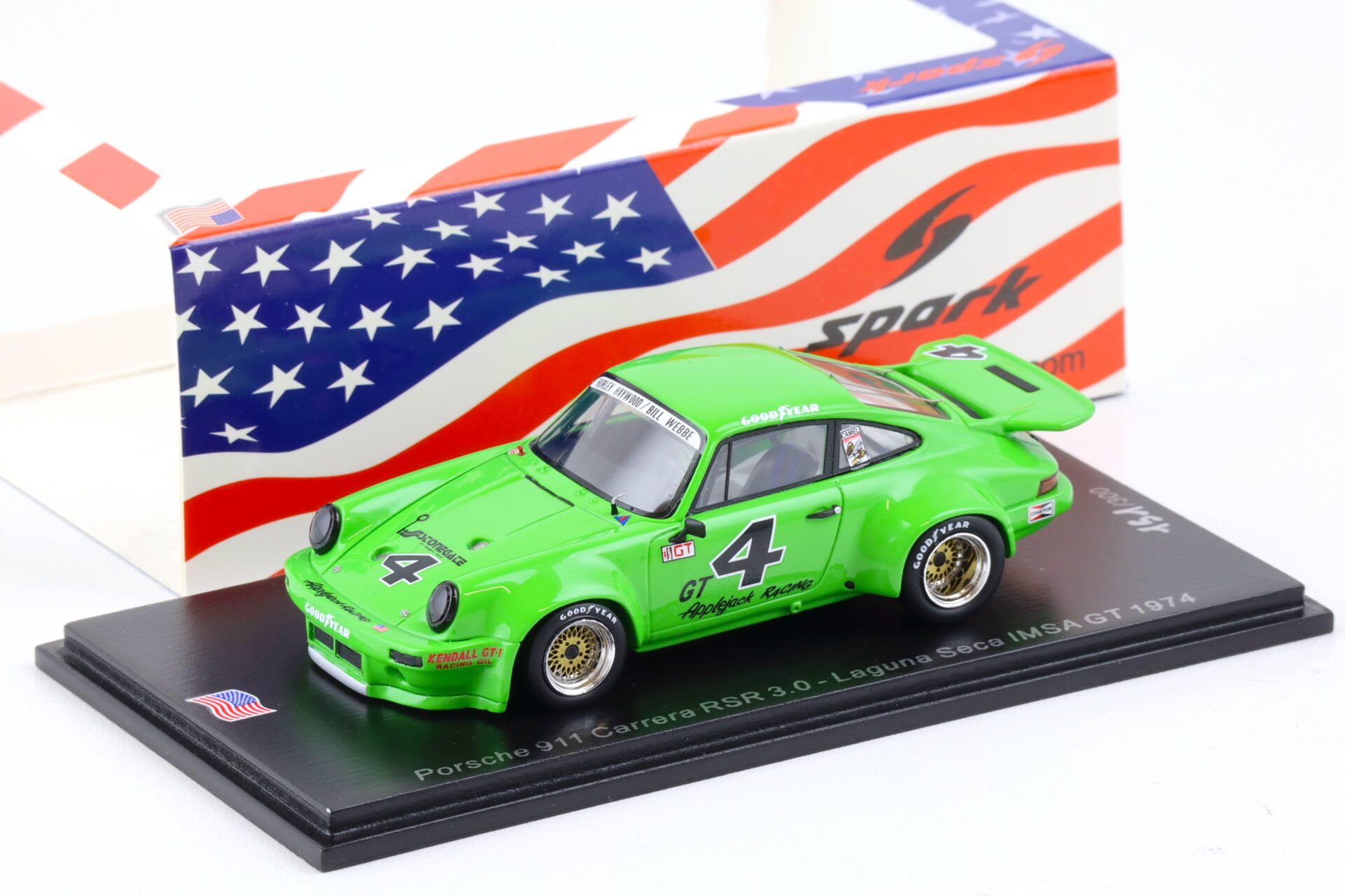 ID 83610 orig 1.jpg 1:43 Spark Porsche 911 Carrera RSR 3.0 Laguna Seca IMSA GT 1974 green #4