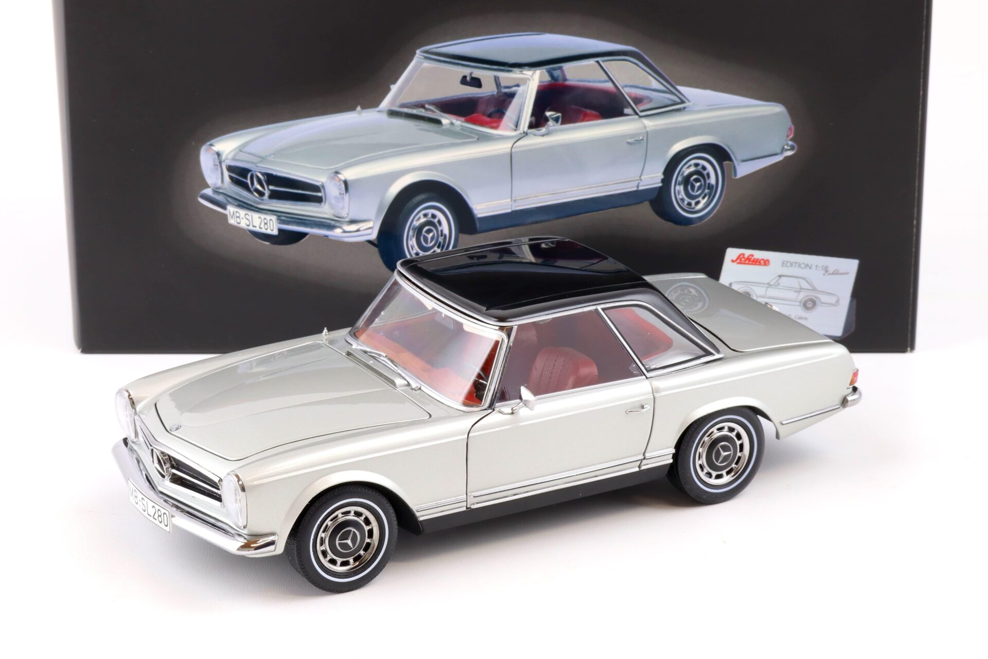 ID 83995 orig.jpg 1:18 Schuco Mercedes 280 SL Pagode W113 Cabriolet silver/ black Hardtop