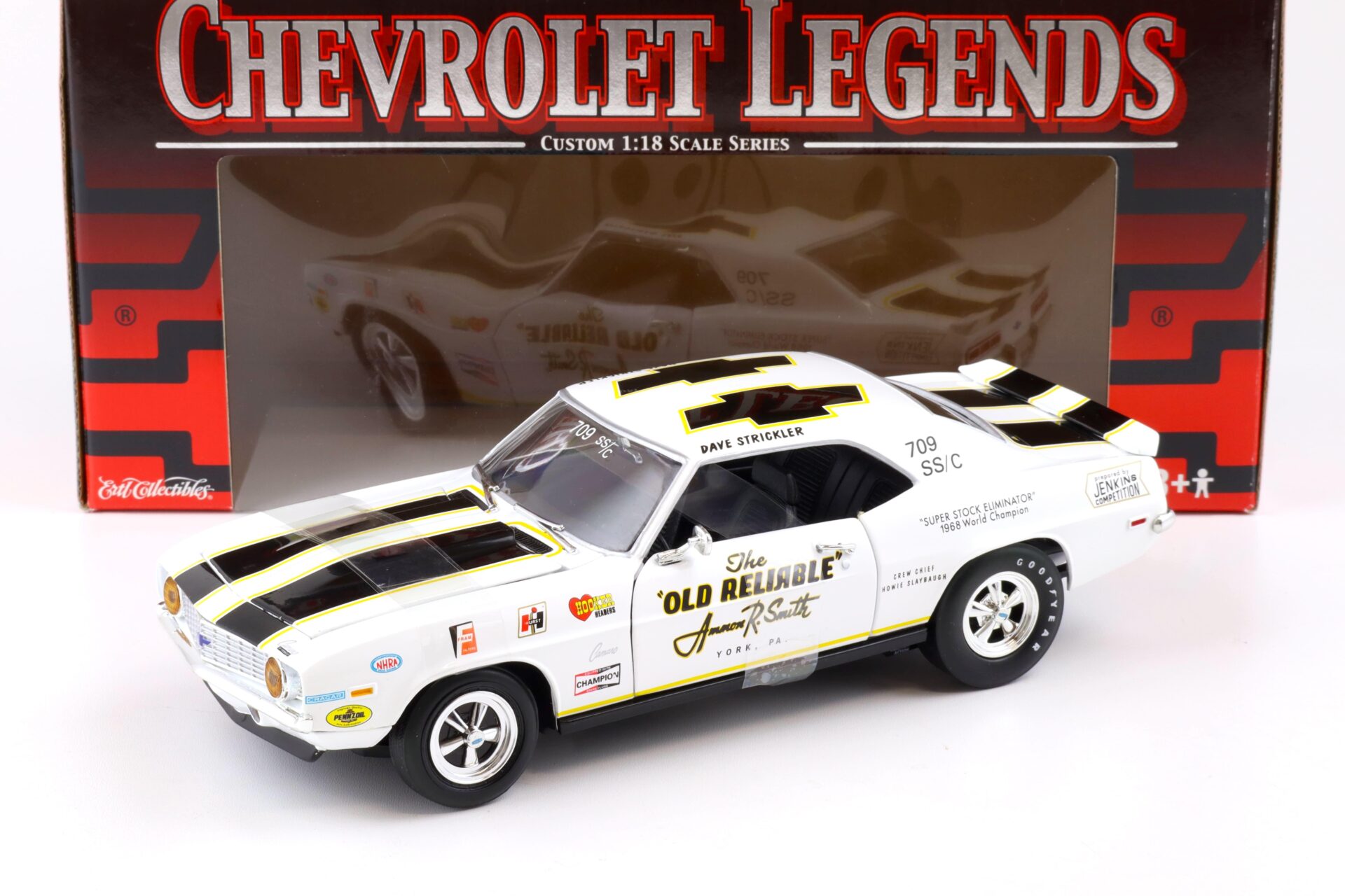 ID 84202 orig 1.jpg 1:18 ERTL 1969 Chevrolet Camaro Z-28 Prostock Dave Strickler #709 SS/C white