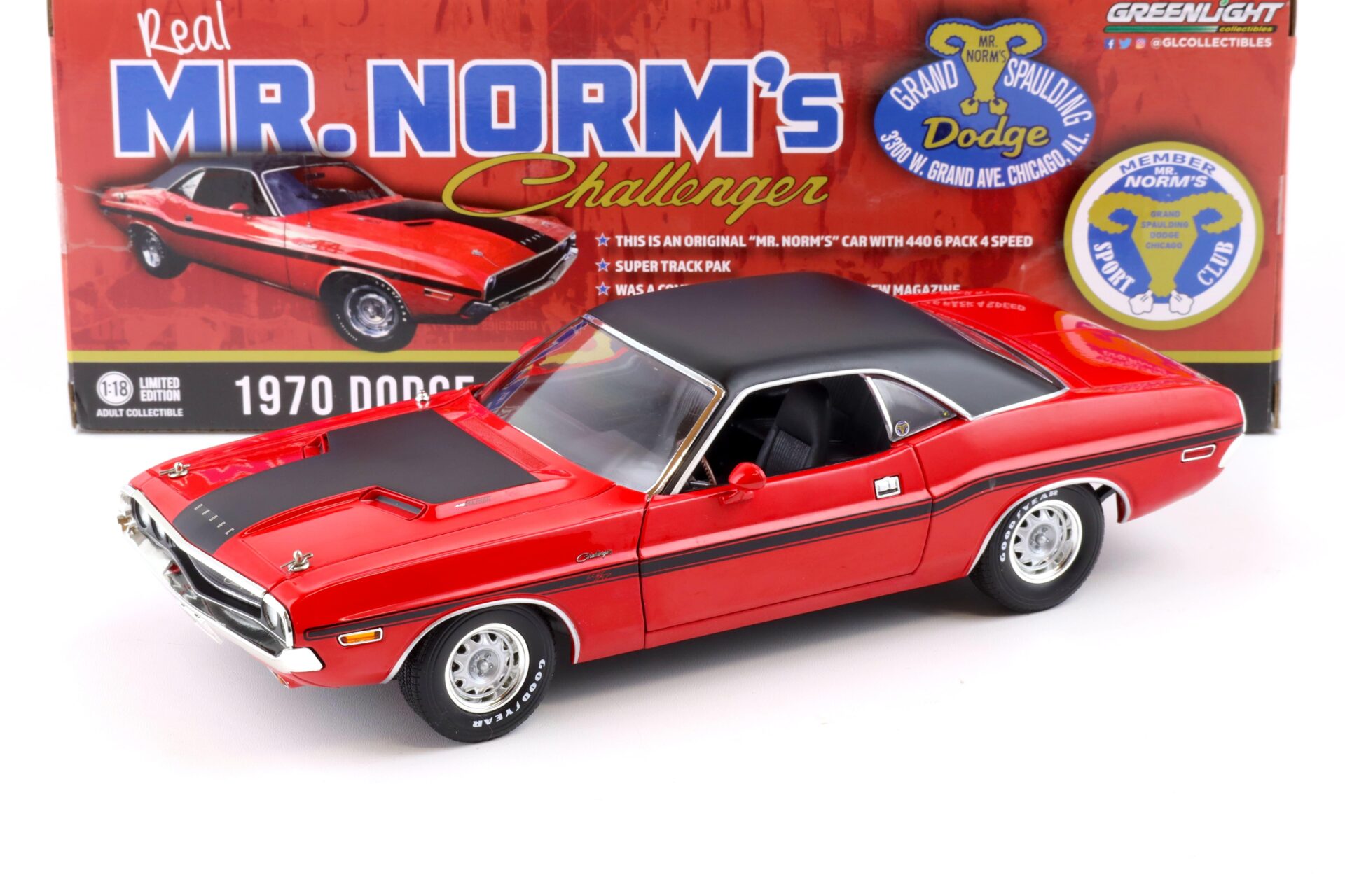 ID 84794 orig.jpg 1:18 Greenlight 1970 Dodge Challenger R/T 440 SIX-Pack MR.Norm´s red/ black