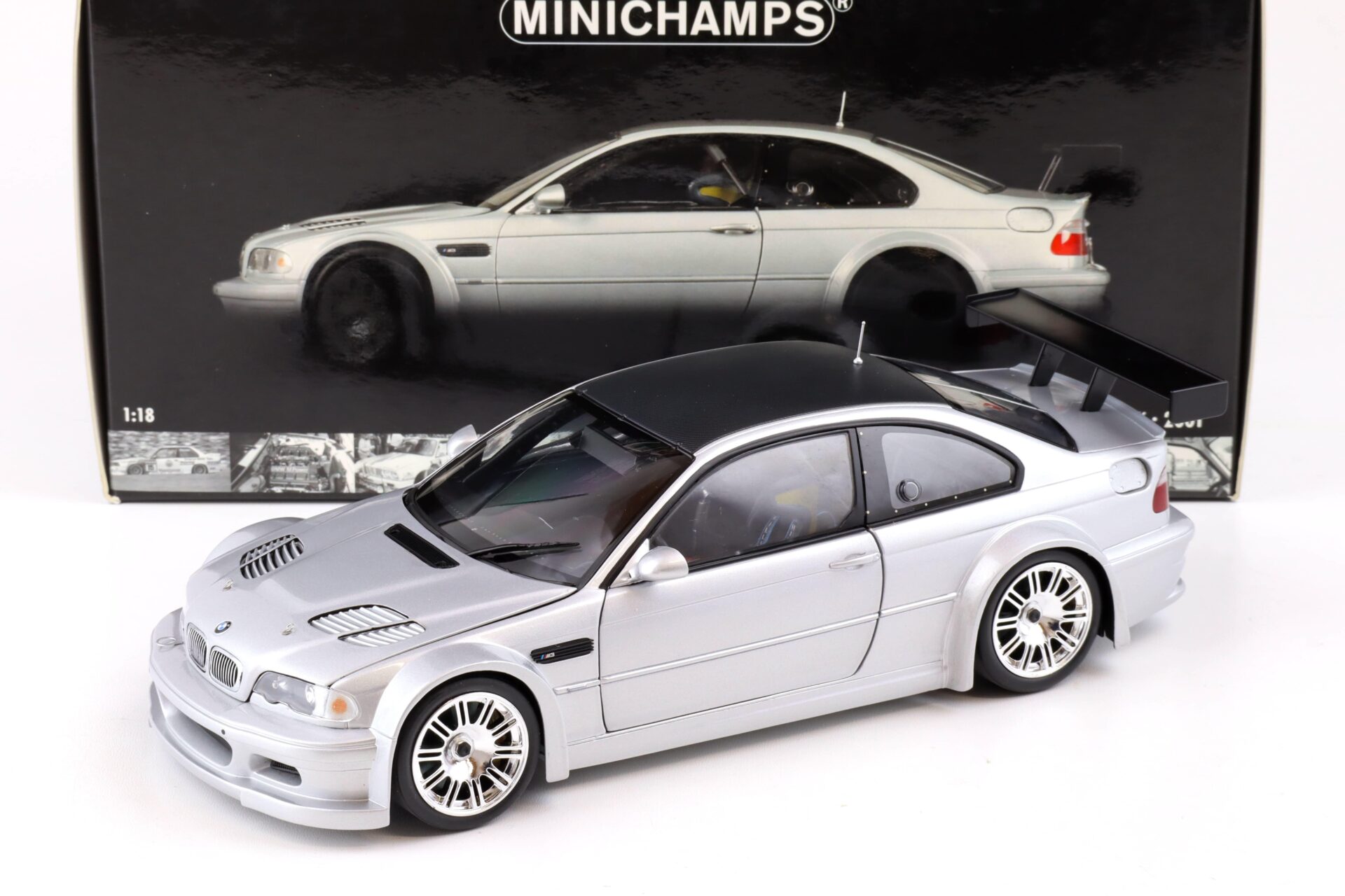 ID 84981 orig.jpg 1:18 Minichamps BMW M3 GTR E46 Street 2001 silver with Carbon roof