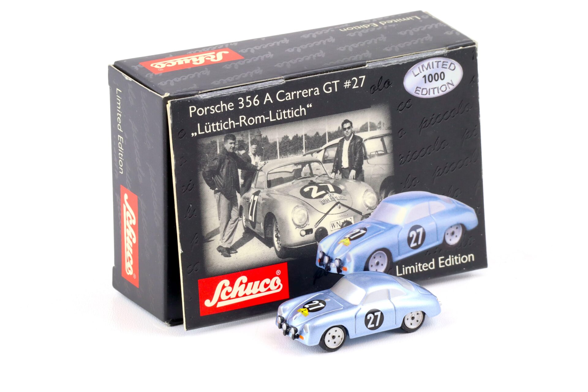 ID 85173 orig.jpg Schuco Piccolo Porsche 356 A Carrera GT #27 Lüttich-Rom-Lüttich blue