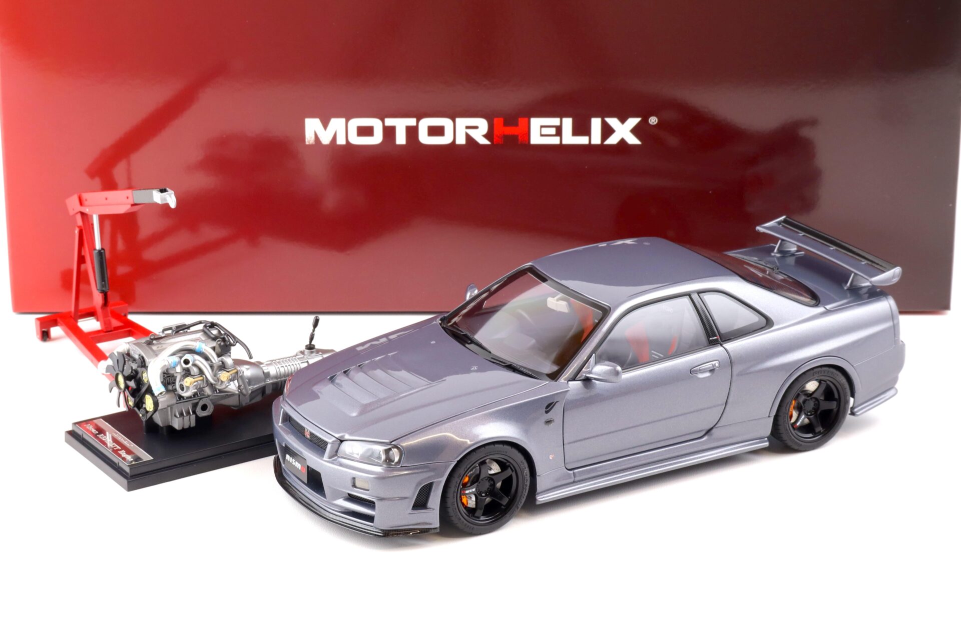 ID 85586 orig 1.jpg 1:18 Motorhelix Nissan Skyline GT-R (R34) NISMO CRS Version gun metallic + engine M83409