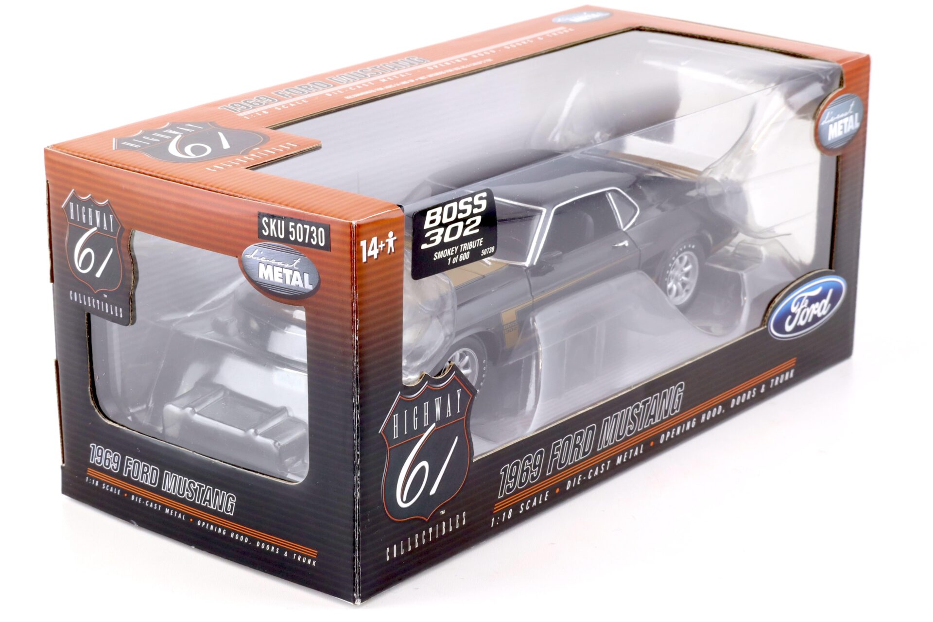1:18 Highway61 Ford Mustang Boss 302 Coupe Smokey Tribute black/ gold 50730