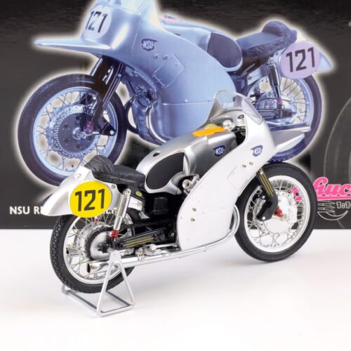 1:10 Schuco NSU Rennmax Delphin motorcycle #121 silver 06632 - Image 3