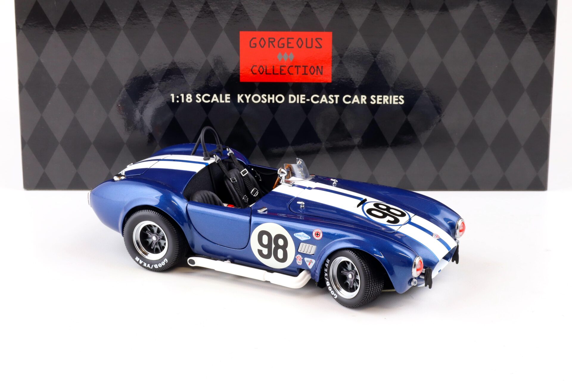 1:18 Kyosho Shelby Cobra 427 S/C Racing Screen #98 blue metallic 08046CS