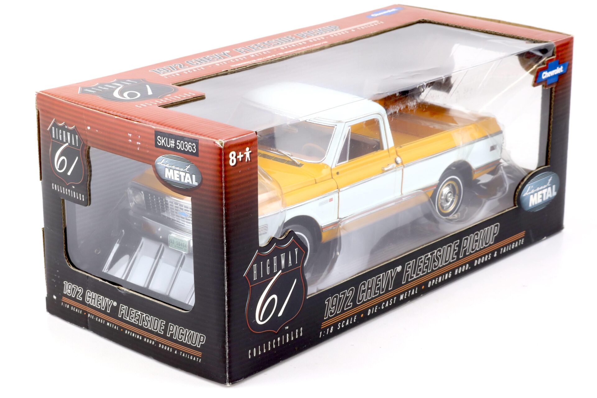 1:18 Highway61 Chevrolet Fleetside Pickup 1972 Cheyenne 10 yellow/ white 50363