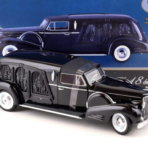 1:18 Sunset Coach Precision 1938 Cadillac Town Car Custom Carved Panel HEARSE black