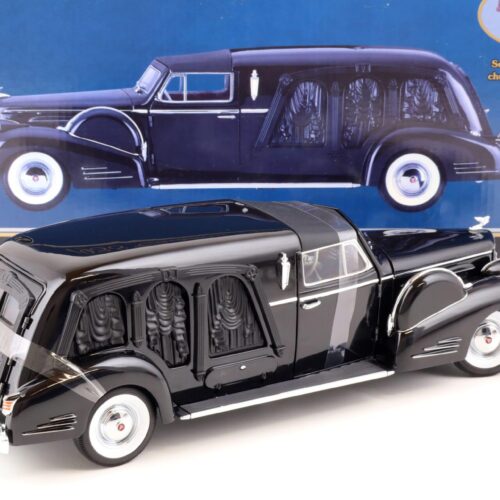 1:18 Sunset Coach Precision 1938 Cadillac Town Car Custom Carved Panel HEARSE black