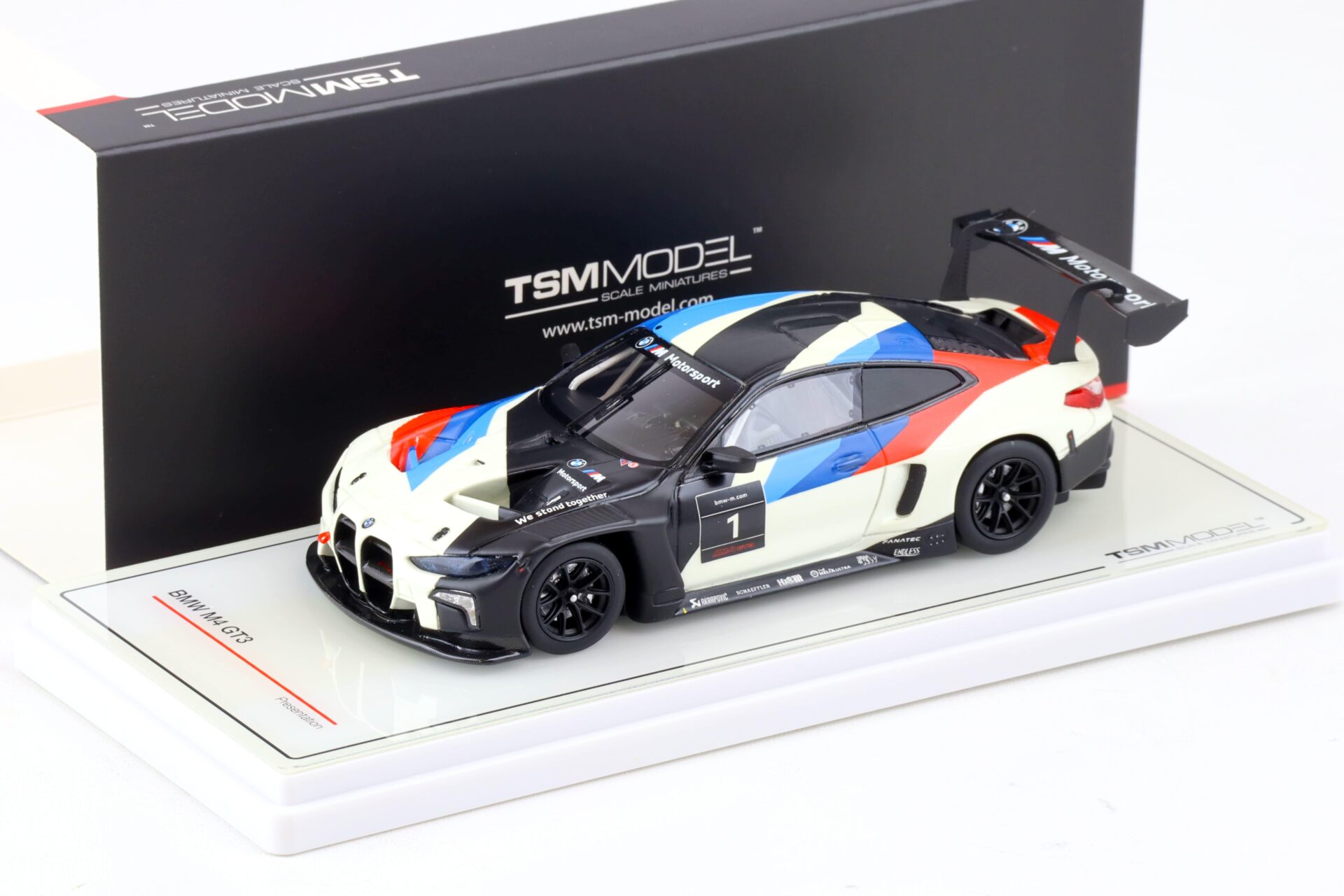 ID 88318 orig 1.jpg 1:43 TSM Model BMW M4 GT3 Presentation #1 white/ black/ red TSM430578